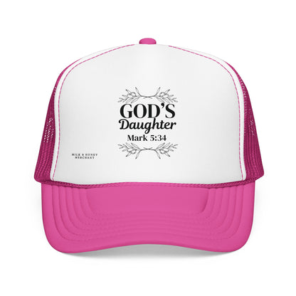 God's Daughter Trucker Hat — Mark 5:34 Christian Foam Cap