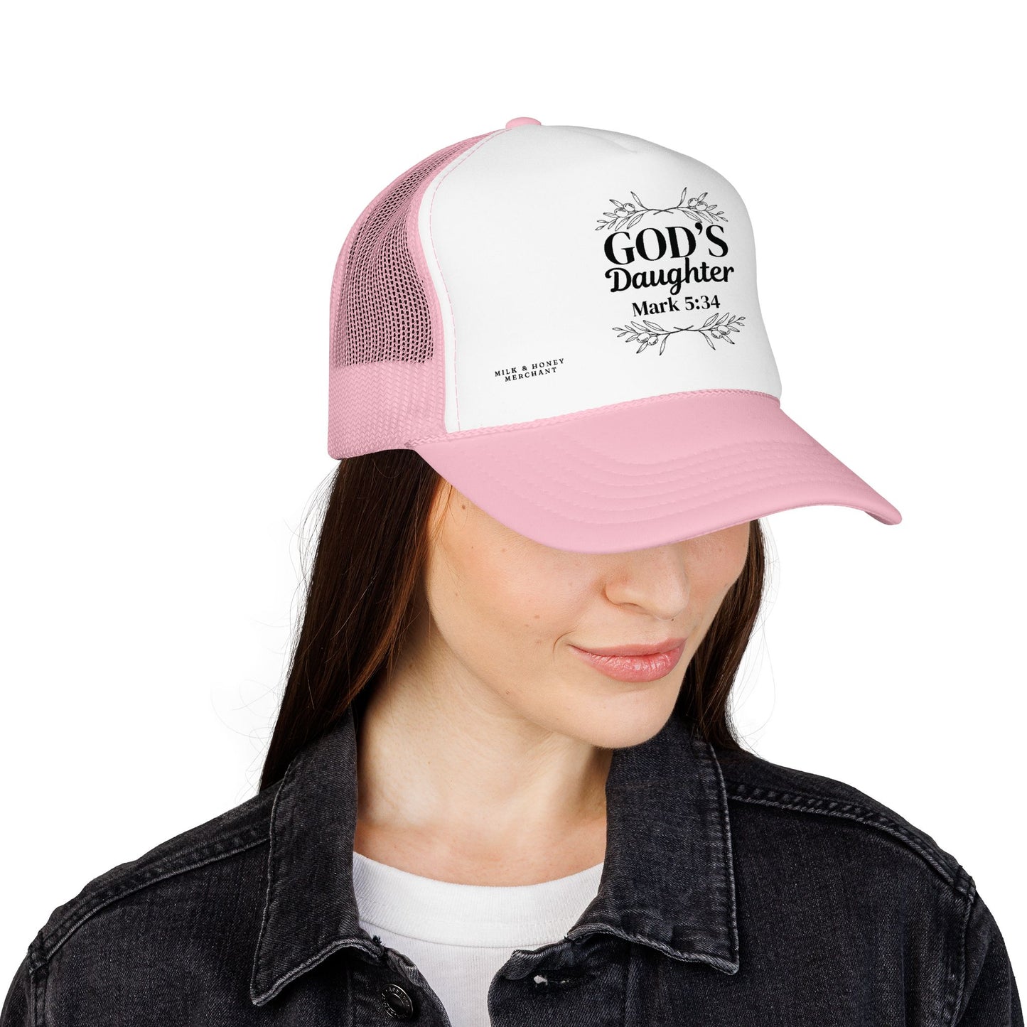 God's Daughter Trucker Hat — Mark 5:34 Christian Foam Cap