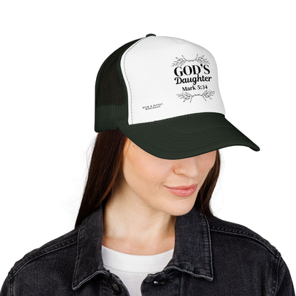 God's Daughter Trucker Hat — Mark 5:34 Christian Foam Cap