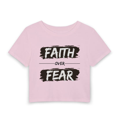 Faith Over Fear Women’s Baby Tee — Inspirational Religious Graphic Tee