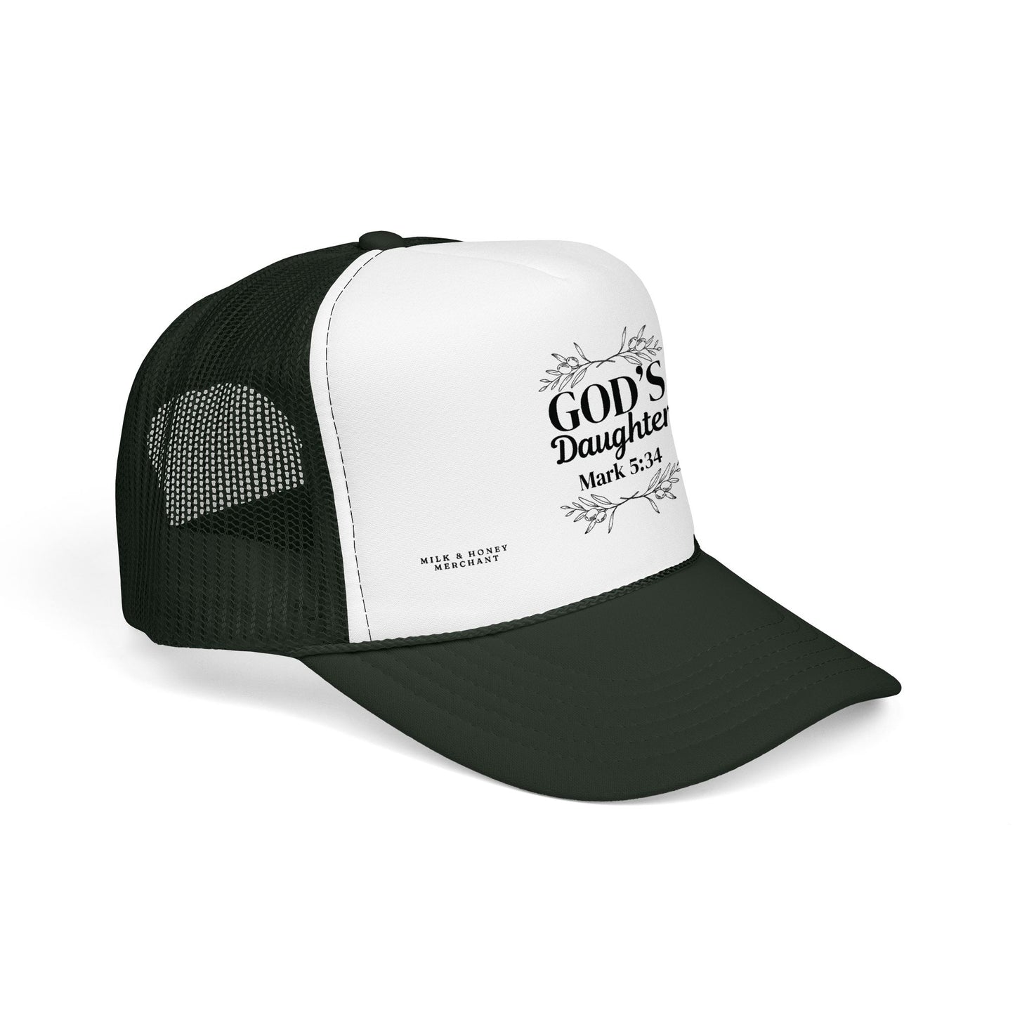 God's Daughter Trucker Hat — Mark 5:34 Christian Foam Cap