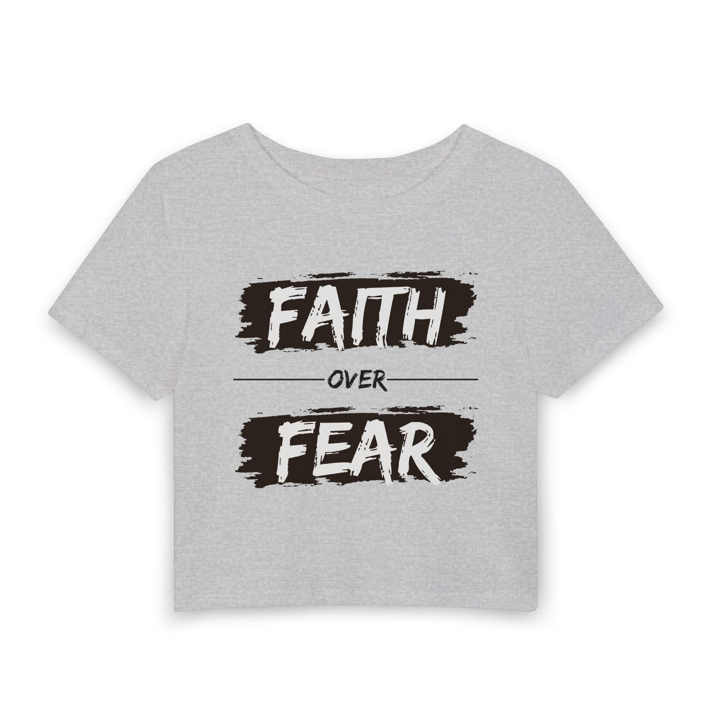 Faith Over Fear Women’s Baby Tee — Inspirational Religious Graphic Tee