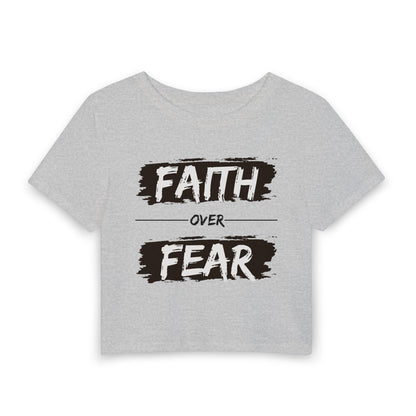 Faith Over Fear Women’s Baby Tee — Inspirational Religious Graphic Tee