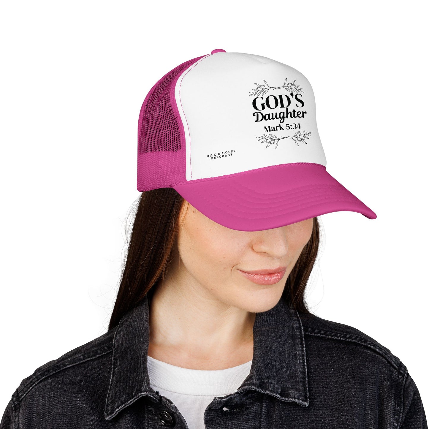 God's Daughter Trucker Hat — Mark 5:34 Christian Foam Cap