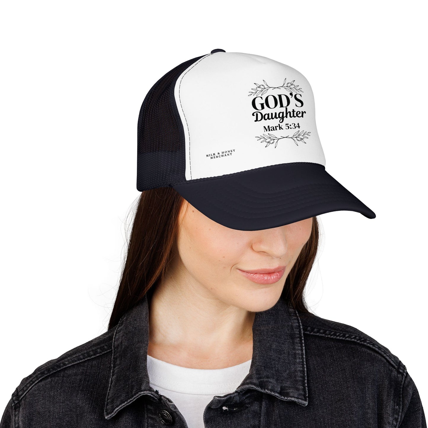 God's Daughter Trucker Hat — Mark 5:34 Christian Foam Cap