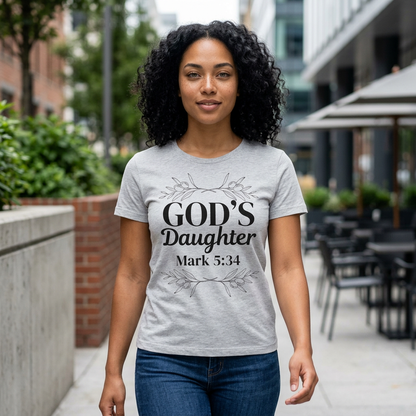 God's Daughter - Mark 5:34 Women's Baby Tee