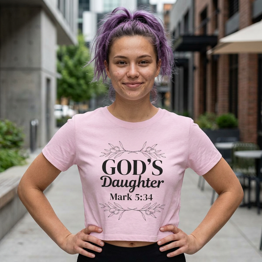 God's Daughter - Mark 5:34 Women's Baby Tee