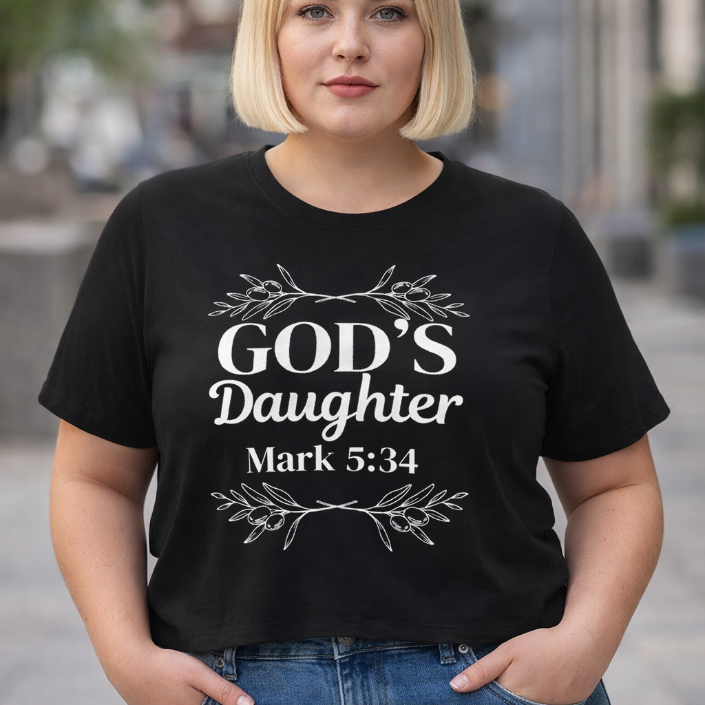 God's Daughter - Mark 5:34 Women's Baby Tee