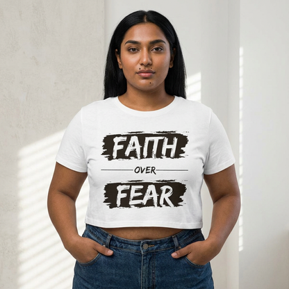 Faith Over Fear Women’s Baby Tee — Inspirational Religious Graphic Tee