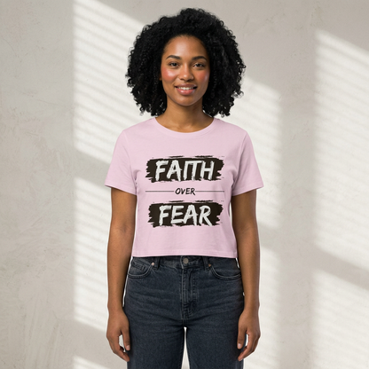 Faith Over Fear Women’s Baby Tee — Inspirational Religious Graphic Tee