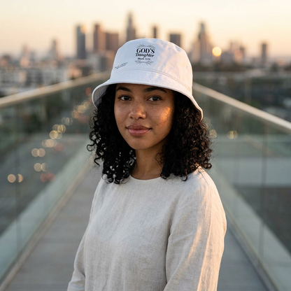 God's Daughter Embroidered Bucket Hat-White