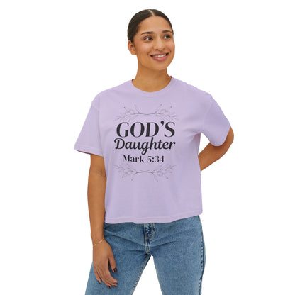 God's Daughter Boxy Tee — Mark 5:34 Faith T‑Shirt