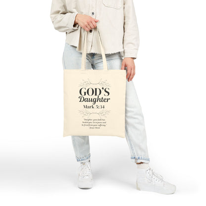 God's Daughter Tote Bag — Faith-Based Scripture Mark 5:34