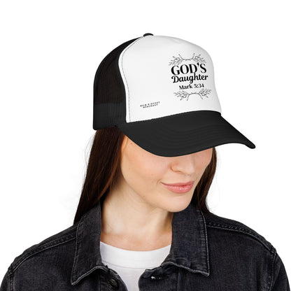 God's Daughter Trucker Hat — Mark 5:34 Christian Foam Cap