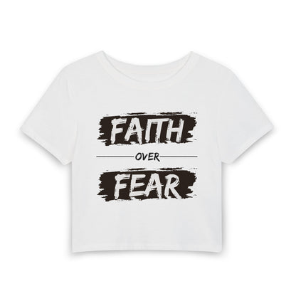 Faith Over Fear Women’s Baby Tee — Inspirational Religious Graphic Tee