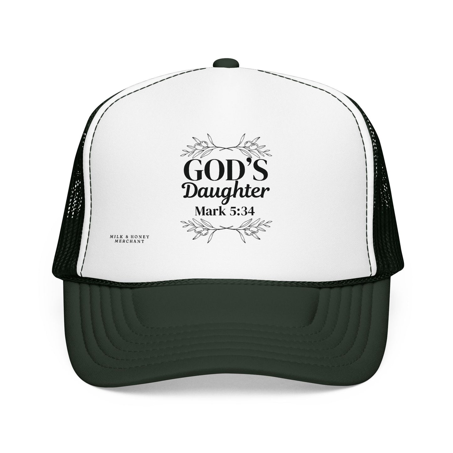 God's Daughter Trucker Hat — Mark 5:34 Christian Foam Cap
