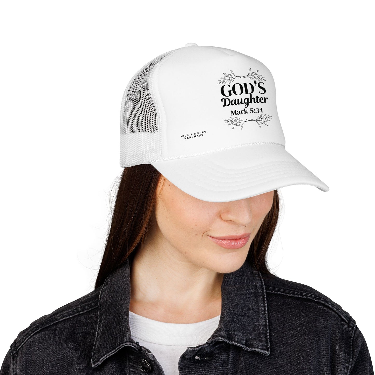 God's Daughter Trucker Hat — Mark 5:34 Christian Foam Cap