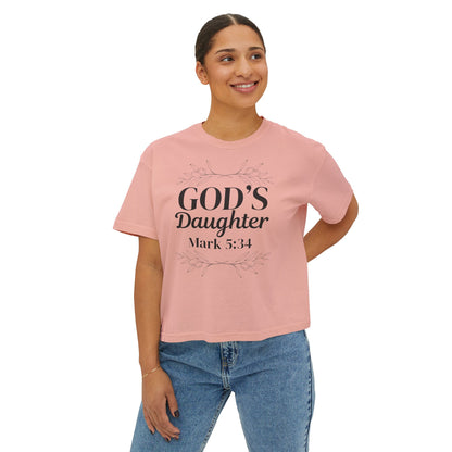 God's Daughter Boxy Tee — Mark 5:34 Faith T‑Shirt