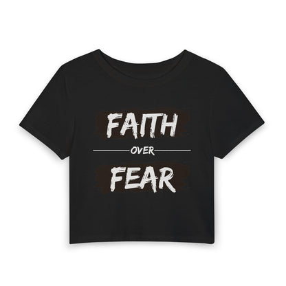 Faith Over Fear Women’s Baby Tee — Inspirational Religious Graphic Tee